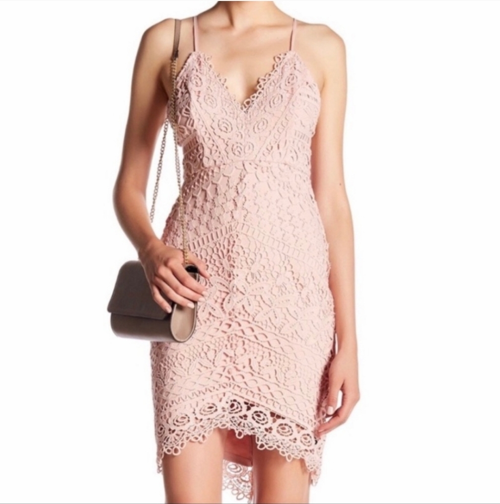 ASTR The Label Blush Pink Crochet Lace Dress Size Medium
